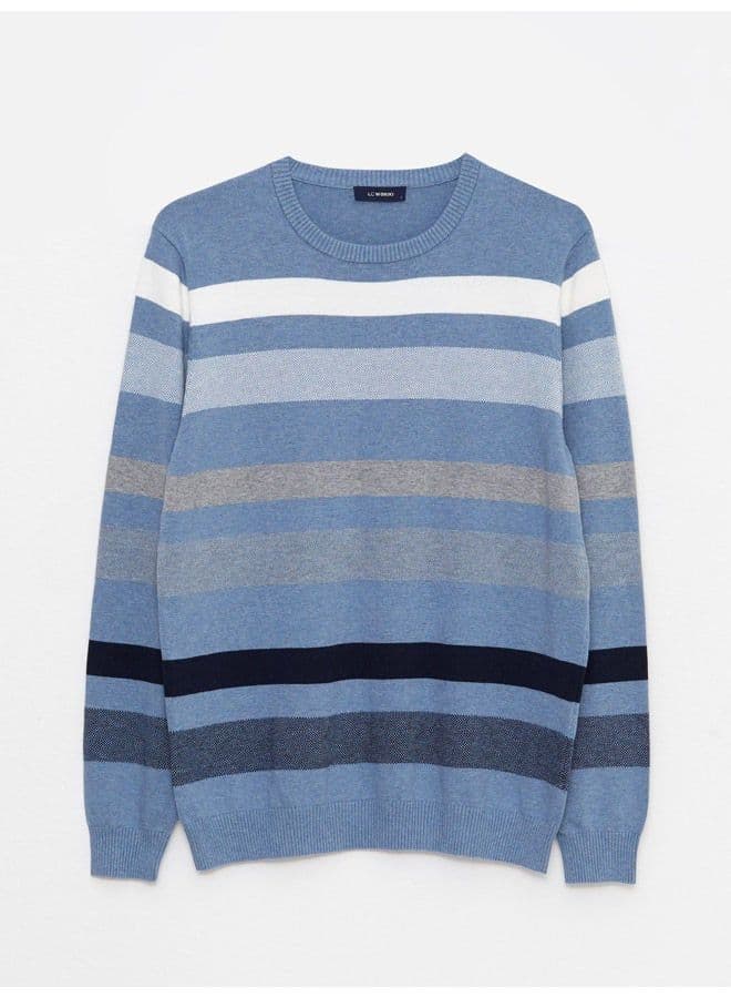 Crew Neck Long Sleeve Striped Men's Knitwear Sweater 5