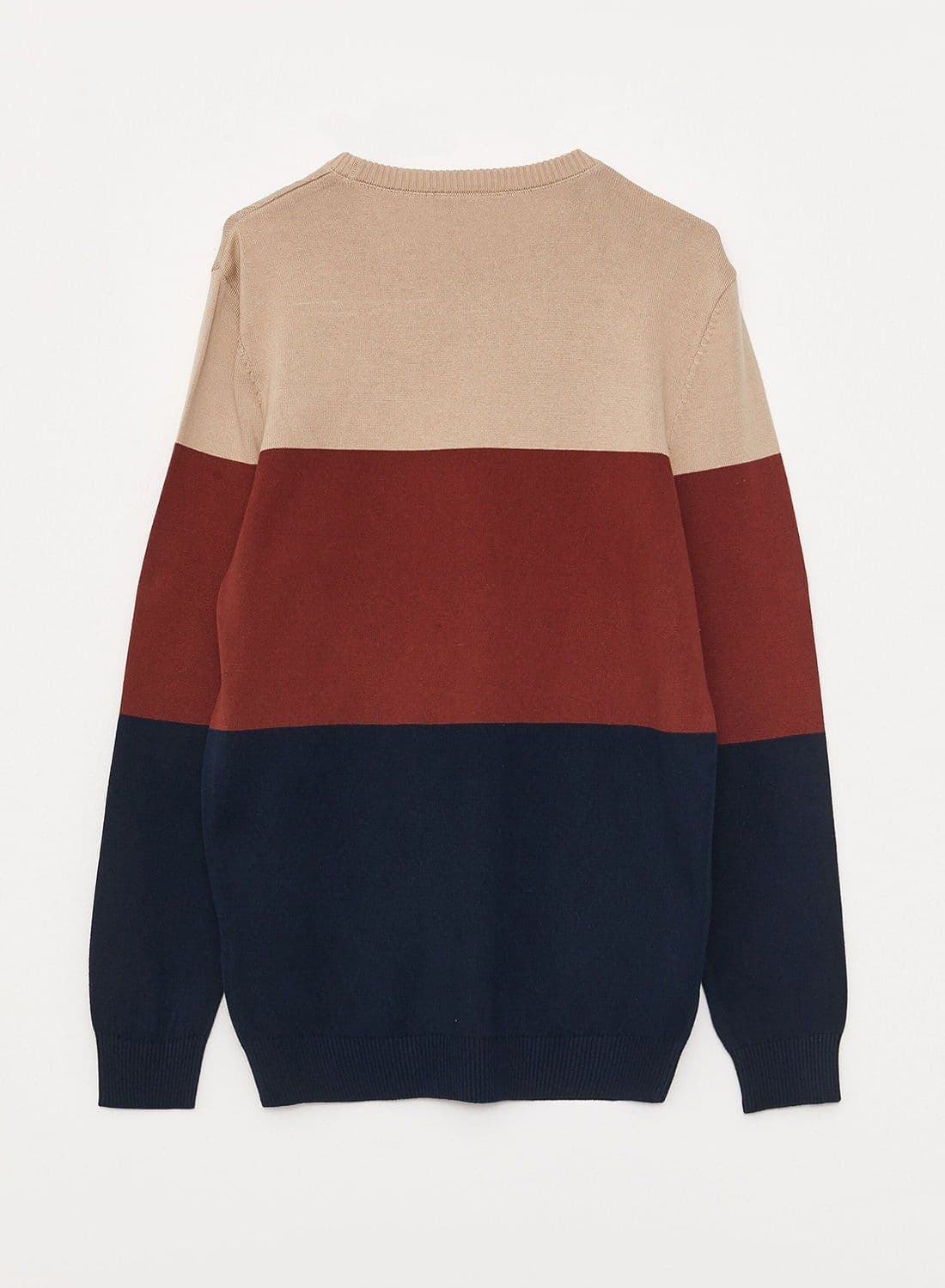 Crew Neck Long Sleeve Men's Tricot Sweater with Color Block 3