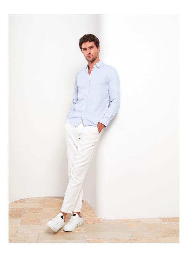 Slim Fit Long Sleeve Dobby Men's Shirt 1