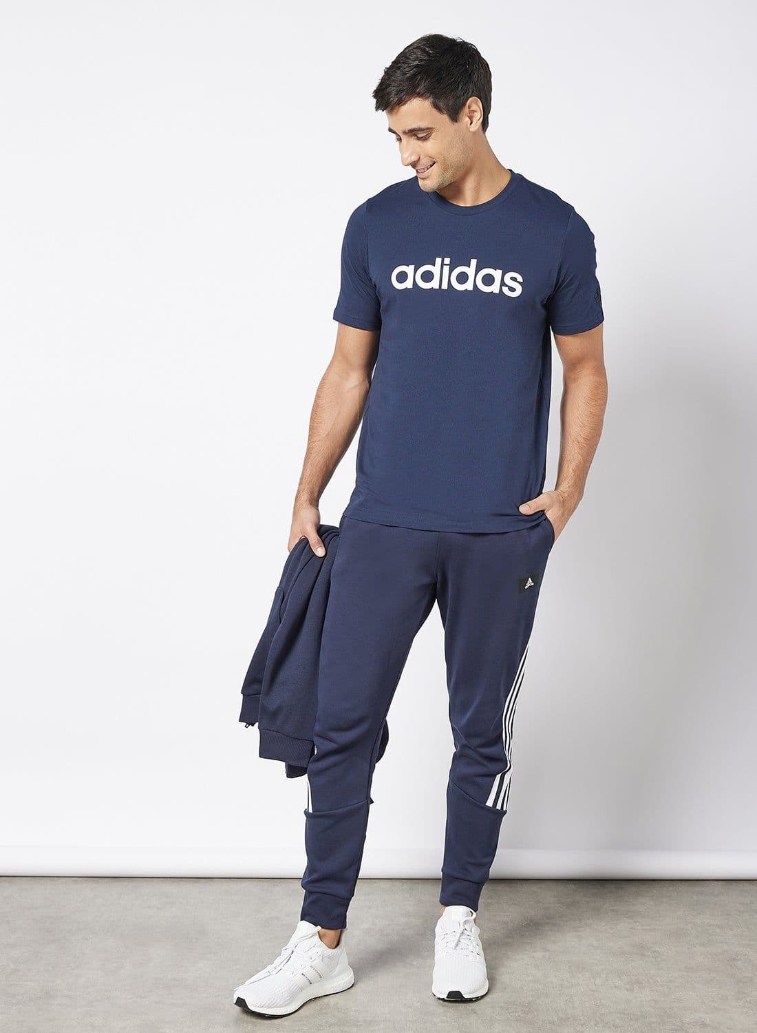 Essentials Embroidered Linear Logo T-Shirt Navy 2
